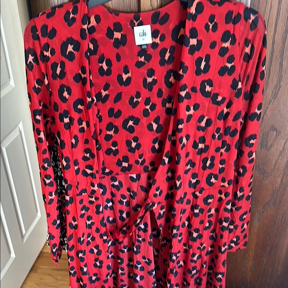 Cabi Red and Black Leopard Print Dress